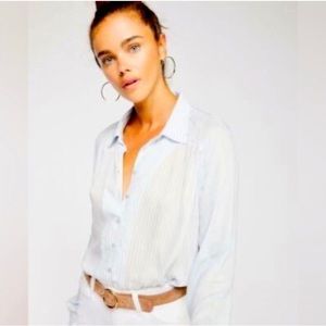 Free People Wishing Well Striped Button Down Blouse